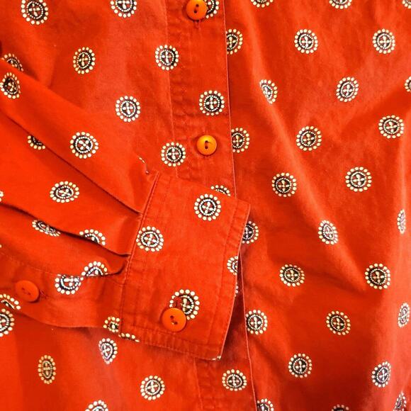 PS Sport Red Southwestern Top Size SP Cotton 2 Pockets Retro Long Sleeve - Picture 3 of 9